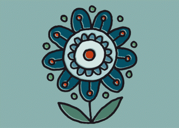 Blume outline blau
