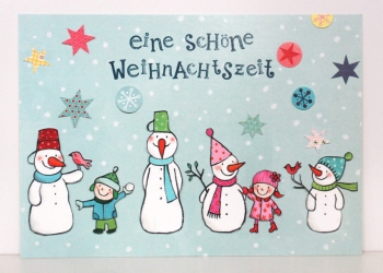 Postkarte_Schneemann_Sterne